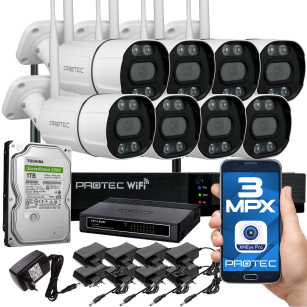 Zestaw do monitoringu IP z WiFi 8 kamer 3Mpx, IR 30m