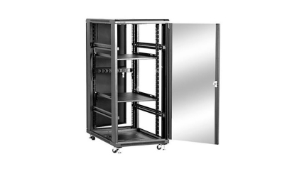  Linkbasic szafa stojąca rack 19'' 27U 600x800mm czarna (drzwi przednie szklane)